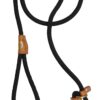 Vama Leathers I British Style Training Slip Leash I Adjustable Length I Strong & Durable Training Show Leash I Soft Nylon Rope I Leather Trims I Made in India I 5 Feet X 1 CM I Black.