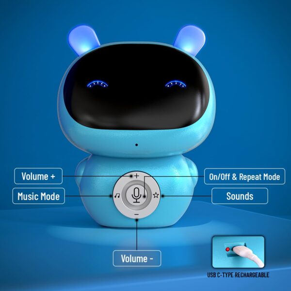 Mirana Mr. Robot | Smart Interactive Talkback Toy for Kids | USB Rechargeable Type-C | in-Built Music | Best Gift for Boys & Girls 2 3 4 5 6 7 8+ Years (Blue)