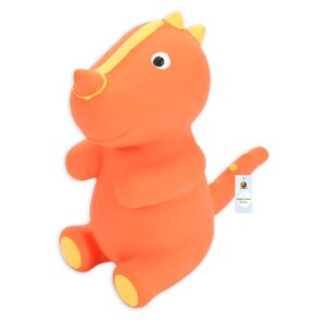 Foodie Puppies Dog Squeaky Chew Latex Rubber Toy - (Orange T-Rex) for Small Dogs & Puppies | Durable, Soft, Animal Design, Fetch & Chew Safe Play Toy | Reduce Separation Anxiety