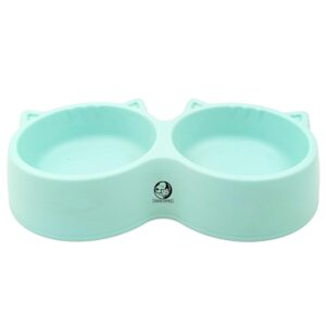Foodie Puppies Non-Slip, Non-Toxic Pet Feeding Plastic Cat Face Shaped Foodie Puppies Non-Slip, Non-Toxic Pet Feeding Plastic Cat Face Shaped Double Bowl Food & Water Feeder 2-in-1 Bowl for Dogs, Puppies, Cats & Kittens (Color May Vary)