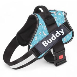 Dog Harness Chest Body Belt for Medium Dogs with Easy Control Handle, Breathable Soft Padding, Night Reflective, No Choke Design, Safety Lock Buckle (Sky Blue, M)
