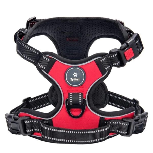 Dog Harness Dog Body Belt Vest for Large Medium Small Dogs with Safety Reflective No Pull Adjustable Military Style Dog Vest Training Harness(Red, Small)
