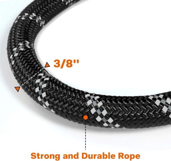 Taglory Rope Dog Leash 4 FT with Comfortable Padded Handle, Highly Reflective Threads Dog Leash for Medium Dogs, 3/8 inch, Black