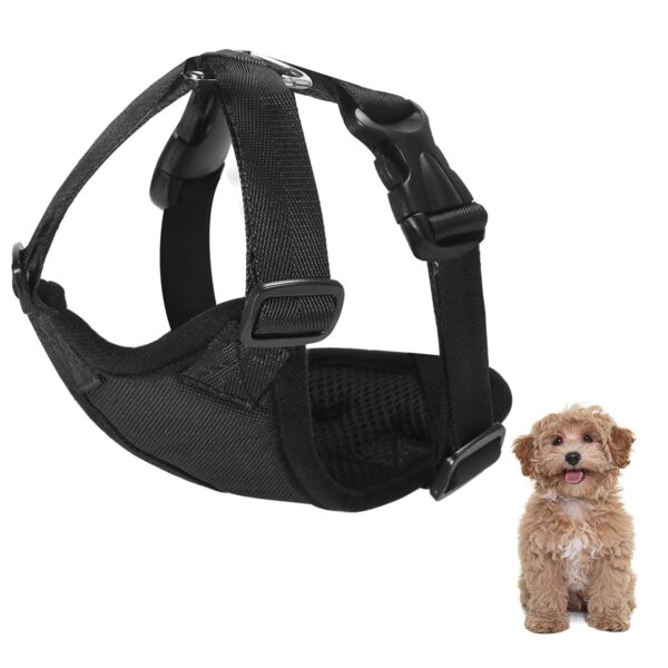Harness Vest for Puppies Adjustable Soft Nylon Puppy with Hook and Loop Straps (Medium Black) (Harness Length 9 inch)