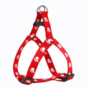 KUTKUT Adjustable |Cute Paws Print Heavy Duty |No Pull Pet KUTKUT Adjustable |Cute Paws Print Heavy Duty |No Pull Pet Back Clip Halter Harness & Leash for Puppies (Size: S, Adjustable Chest: 28-38cm)