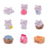 9 Pcs Miniature Decorative Items, Cute Fish Dried Cat Figurines for Home Decor, Garden Ornaments, Dollhouse Accessories, Gift Giving, White