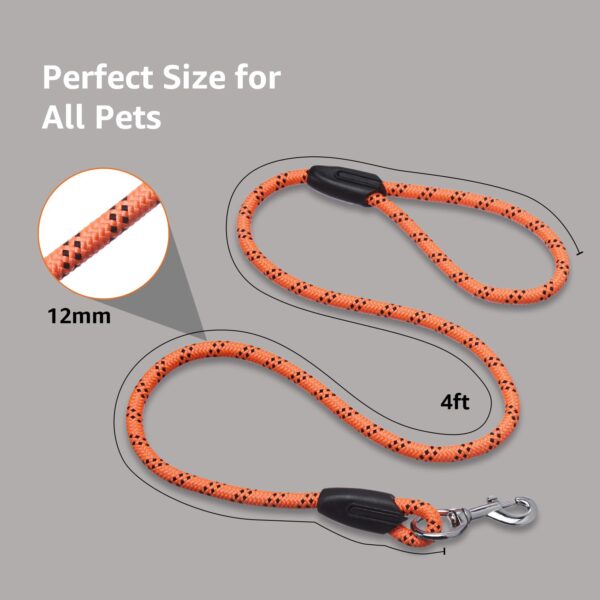 61vANY6pF0L._SL1500_.jpg amazon basics, Heavy Duty Reflective Dog Leash 4ft /122 cm Long Nylon Rope Leash with Anti-Slip Padded Handle for Medium & Large Dogs Durable Training Leash | 12 mm Thicknes | Orange