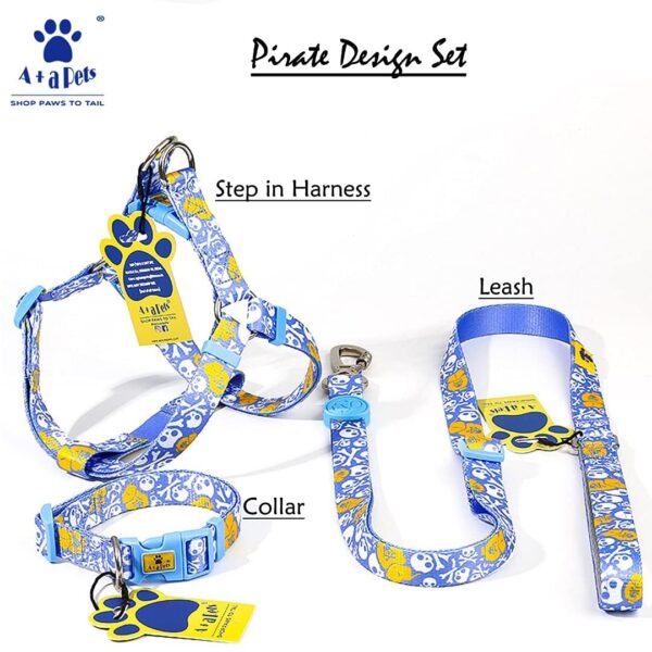 61vG2uRT8tL._SL1080_.jpg A+a Pets' Nylon Waterproof Leash | Length Adjustable with Neoprene Padded Handle for Dogs & Cats (Pirate Design, Sky Blue, Small)
