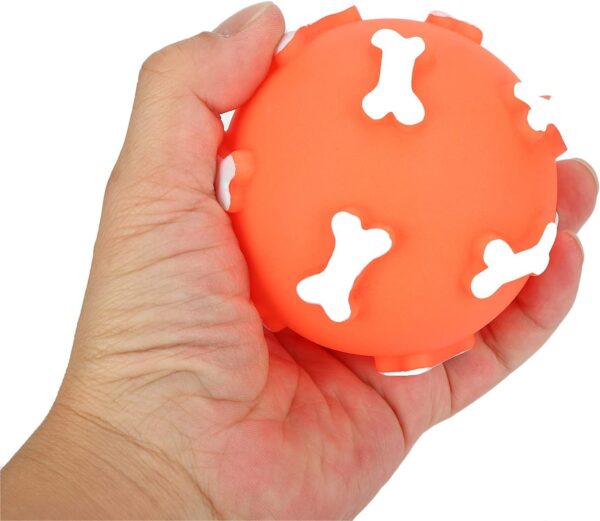 Dog Trust Squeaky Toys for Puppy,Bone Design Ball Shaped Teething, Dog Chew Christmas Small Dogs Squeaker Latex Rubber Soft Ball Chewing Teething Fetching Toy Gifts for Puppy Medium Dog