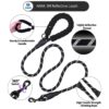 HANK Dog Leash | 3M Reflective Dog Rope | Soft Comfortable Handle | Heavy Duty Belt Hook | (Suitable Up to 10KG - Small Breed) - 5 Feet Long (S - Black)