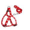 PSK PET MART Adjustable Nylon Leash with Harness Set Printed Nylon Puppy Harness for Small & Medium Dogs Color May Vary (0.75-inch)