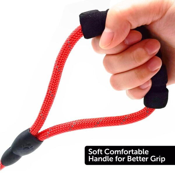 Reflective Adjustable Pet Leash for Dogs| Durable and Comfortable| Strong Nylon with Padded Handle| Straps Dogs Perfect for Harness and Neck Collar Belts ((D-Shape) 1/5 inch x 4 feet, Red)