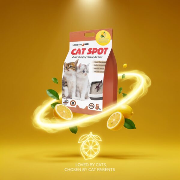 CatSpot Lemon Flower Scented Cat Litter – 15kg | Ultra Absorbent, Quick Clumping, Odor Control, Dust-Free Formula for Cats