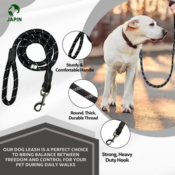 JAPIN Nylon Rope Dog Cord Leash Training Leash for Small to Large Dogs with Heavy Duty Hook (12 MM)
