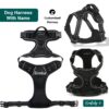 Dog Harness with Name id Customized for Dogs Large Medium Small Puppy All Breeds No Pull Harness Reflective Vest Harness Belt Adjustable with Personalized Dog Name (Black) (Large Dogs)