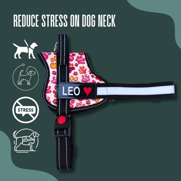 Pet King Personalized No-Pull Dog Harness with Leash � Custom Dog Name & Phone Number Adjustable Reflective Vest for All Breeds Size � Easy Control & Comfortable. (REDPAW, M(13-19 KGs))