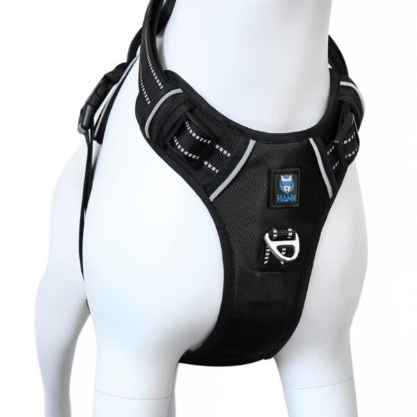 HANK Dog Harness | 3M Reflective Strap | Dog Body HANK Dog Harness | 3M Reflective Strap | Dog Body Vest for Medium Dogs | Soft Comfortable Padded | Anti Pull Harness for Walking, Training (Black - M (14-22Kg)