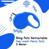 61wiYQrQEZL._SL1000_.jpg Retractable Dog Leash| Heavy Duty 3 Meter| 360°Tangle Free| Strong Nylon Tape with Anti-Slip Handle| One Click Bracke Lock for Dogs Upto 50kgs (Blue)