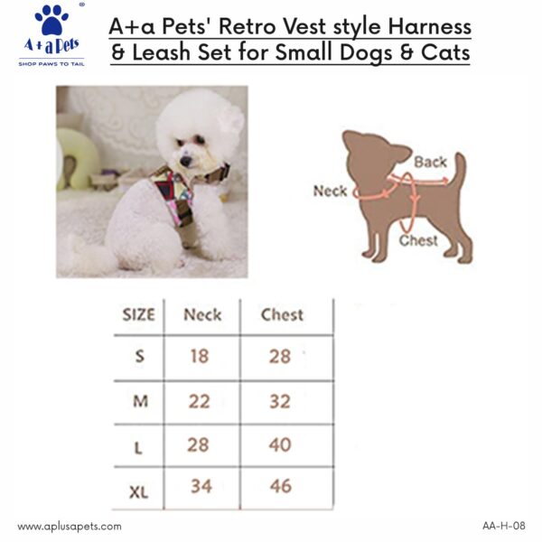 A+a Pets' Retro Vest Harness & Leash Set | No A+a Pets' Retro Vest Harness & Leash Set | No Pull, No Escape, Breathable, Cute Combo for Puppies, Small Dogs, Cats (Comic, S)