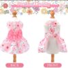 61x2wK-vkhL._SL1025_.jpg KUTKUT Floral Pattern Dog Dress with Lovely Bow Pet Apparel Dog Clothes for Small Breed Dogs and Cats | Puppy Summer Dress | Dogs and Cats Birthday Pet Apparel Dresses (Size:L, Bust:42cm, Length:32cm)