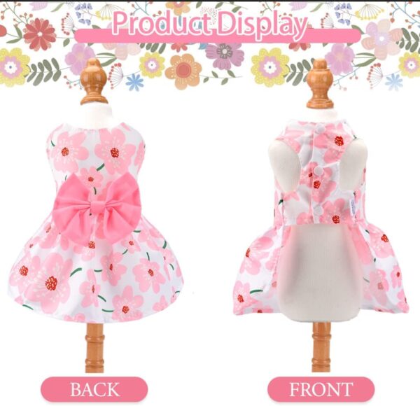 61x2wK-vkhL._SL1025_.jpg KUTKUT Floral Pattern Dog Dress with Lovely Bow Pet Apparel Dog Clothes for Small Breed Dogs and Cats | Puppy Summer Dress | Dogs and Cats Birthday Pet Apparel Dresses (Size:L, Bust:42cm, Length:32cm)