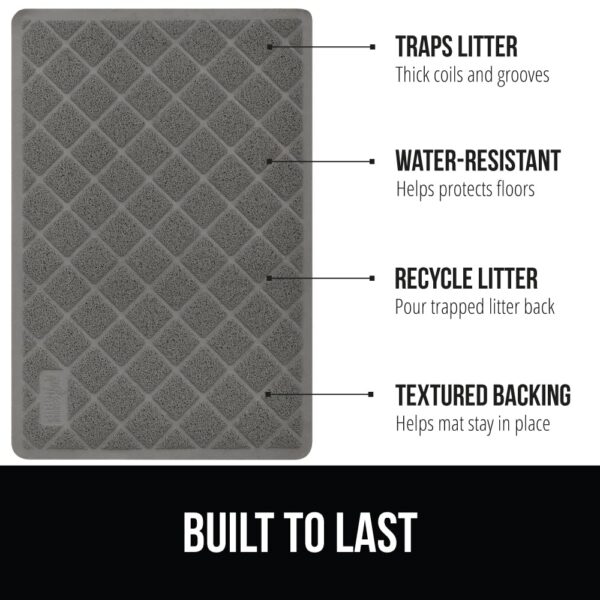 Gorilla Grip Durable Cat Litter Mat (35x23), XL Jumbo, No Phthalate, Water Resistant, Traps Litter from Box & Cats, Scatter Control, Soft on Kitty Paws, Easy Clean Cat Mat (Gray)