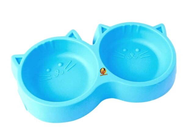 61xGeMvb8JL._SL1500_.jpg Foodie Puppies Non-Slip, Non-Toxic Pet Feeding Plastic Cat Face Shaped Double Bowl Food & Water Feeder 2-in-1 Bowl for Dogs, Puppies, Cats & Kittens (Color May Vary)