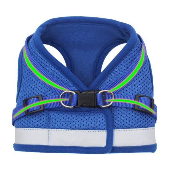 Kuber Industries Reflective Dog Harness with Adjustable Leash|Breathable Polyester Mesh Kuber Industries Reflective Dog Harness with Adjustable Leash|Breathable Polyester Mesh Fabric |XS Size|HT-844|Comfortable No-Pull Grip|Quick Release Buckles|Easy On - Easy Off Harness|Blue