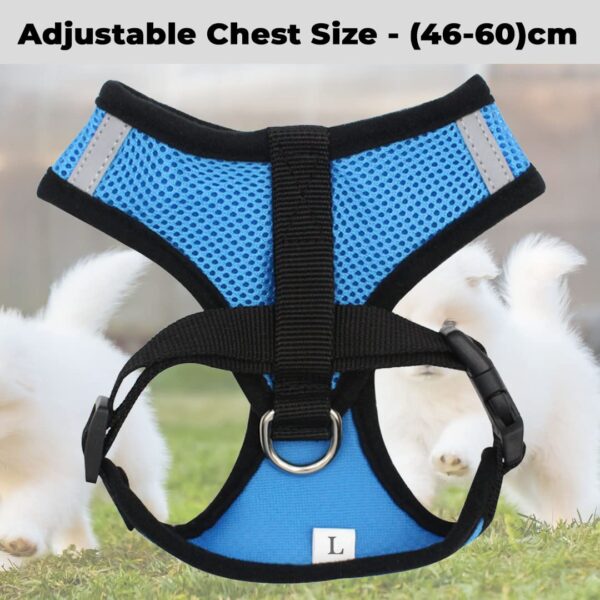 Kuber Industries Dog Chest Harness with Nylon Leash I No Pull, Soft Padded and Breathable Dog Vest I Adjustable, Reflective I Large, Blue