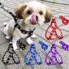 61xzpIxj41L.jpg Woofy Pet Paw Print Nylon Puppy Harness + Leash and Collar Set for Small & Medium Dogs (Black)