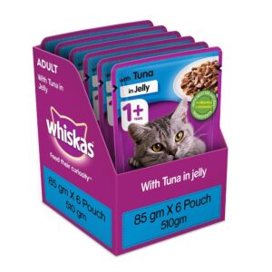 Whiskas Adult (1+ Years) Wet Cat Food, Tuna in Jelly Flavour, 6 x 85 g Pouches