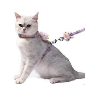 Qpets® Cat Harness and Leash Set, Outdoor Harness for Cat with Quick Release Buckle Adjustable Cat Harness for Small Cats, Lightweight Soft Walking Travel Petsafe Harness
