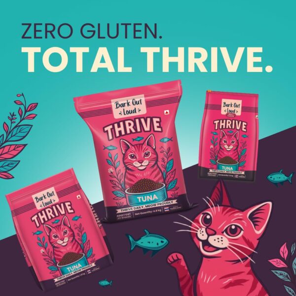 61zM88QabL._SL1000_.jpg Thrive - Bark Out Loud Real Tuna Fish Dry Cat Food | Antioxidants, Omega, Multivitamins | Yucca for Digestion 4.8 Kg