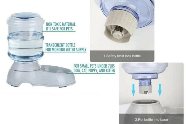 GLOWICK 3.5 Litter Automatic Pet Water Food Dispenser Large Capacity Self-Dispensing Gravity Feeder Waterer Cat Dog Feeding Bowl Drinking Water/Automatic Feeding Pet Supplies (1Pcs)