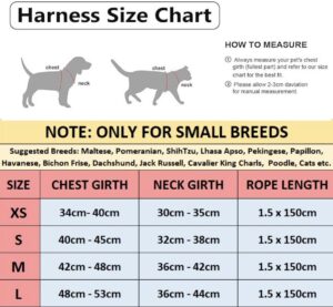 KUTKUT Small Dogs and Cat Harness and Leash Set, Soft and Breathable Vest with Reflective Strip, Escape Proof Kitten Harness, Easy to Wear for Cats Walking and Traveling (Size: S, Chest: 40-45cm)