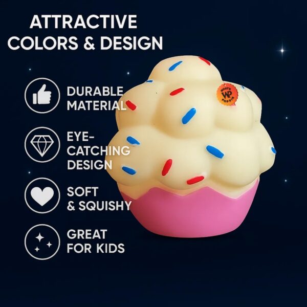 What's Poppin Muffin Cup Squeaky Dog Toy | Colorful Cupcake Design with Sprinkles | Soft Rubber Chew Toy for Small & Medium Dogs | Interactive Fetch, Chewing & Boredom Relief with Built-in Squeaker