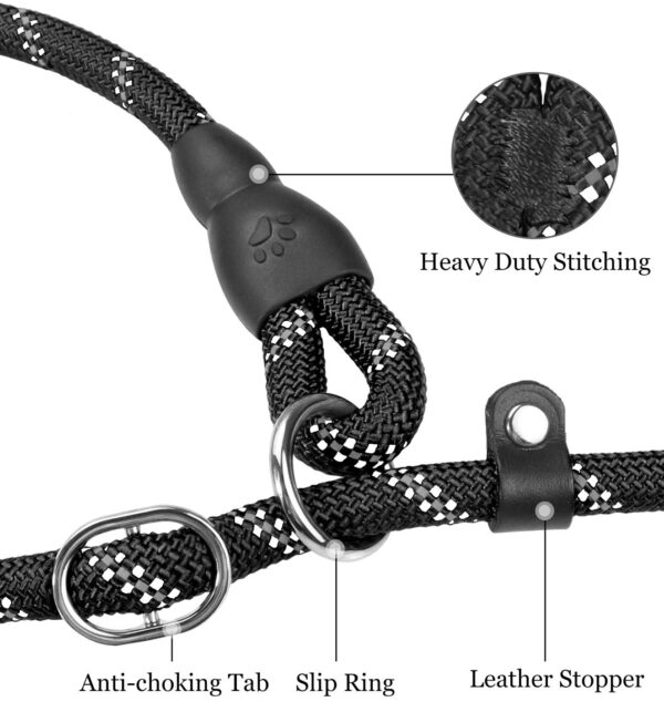 Qpets Leash For Dogs, Durable Light Reflecting Dog Leash Traction Round Rope Dog Chain, 5.5Ft Handle Free Walking Dog Leash Braided Rope Adjustable Dog Training Leash,?182.88 cm