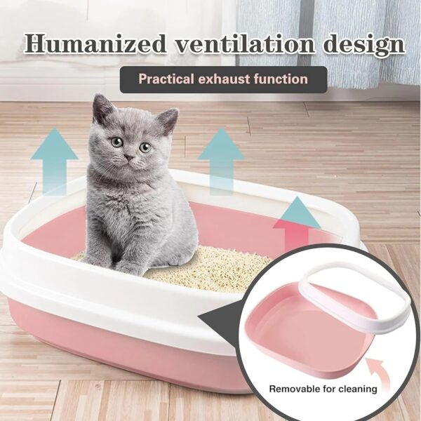 PetJoy Cat Litter Box Tray with Scooper | Semi-Closed Design, Durable Plastic, Easy to Clean | Ideal Litter Sand Tray for All Adult Cats & Kittens