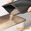 Cat Litter Mat Litter Box Mat, EVA Honeycomb Double Layer Design, Urine & Waterproof, Scatter Control Kitty Litter Mat, Less Waste, Easier To Clean,Washable (Black, 60 x 40cm)