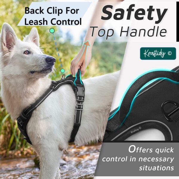 Dog Harness with Name id Customized for Dogs Large Medium Small Puppy All Breeds No Pull Harness Reflective Vest Harness Belt Adjustable with Personalized Dog Name (Black) (Large Dogs)