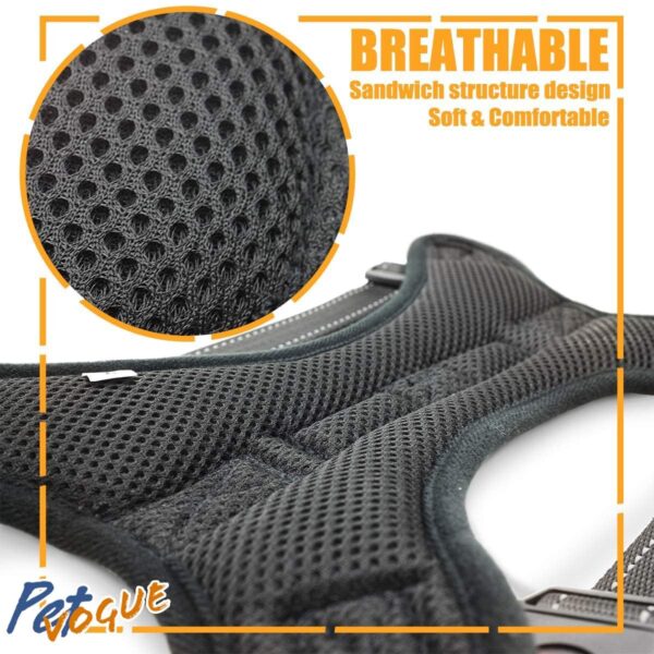 71-A4Cbnp1L._SL1200_.jpg PetVogue Comfort Dog Harness, Small Dog Harness Choke Free Adjustable Pet Vest No Pull Outdoor Sport Vest Harness Reflective Soft Padded Vest - Medium,Black