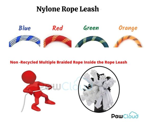 Nylon Dog Rope Leash, Medium - 72 inch (6ft), Red -12mm
