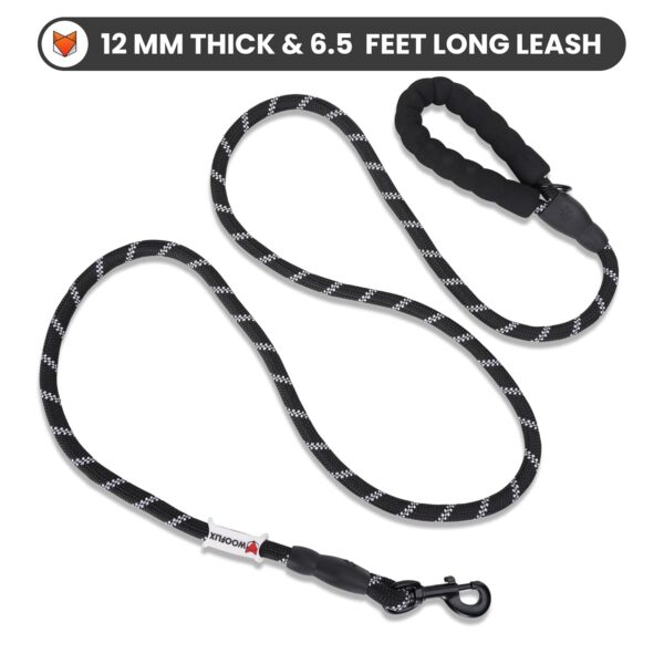 7107kZNm9AL._SL1500_.jpg WOOFLIX Reflective Dog Leash And Collar Combo Set|Dog Collar & Anti Slip Padded Handle Leash For Dogs|Highly Reflective|Dog Rope For Medium & Large Dogs|(Leash 6.5 Ft. + Collar Xl, Black, 18 Cm)