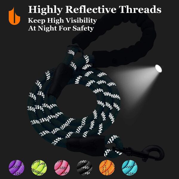 Petology Dog Leash 4FT Long, 1cm Thick Reflective Heavy Duty Rope with Anti-Slip Padded Handle for Small Dogs