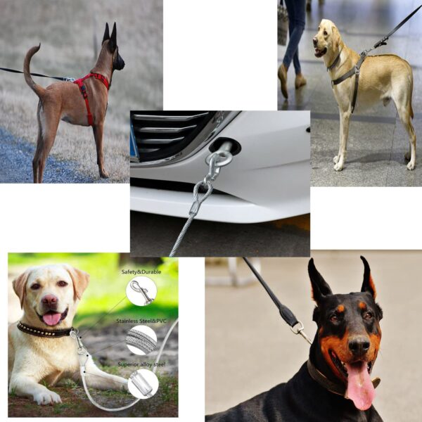 710Pp-LcG-L._SL1500_.jpg 6Feet x 4pc DUBIDU Venyl Covered Heavy Duty Tie Out Cable for Dogs - Tangle-Free & Weather Resistant +7mm 2Carabiner
