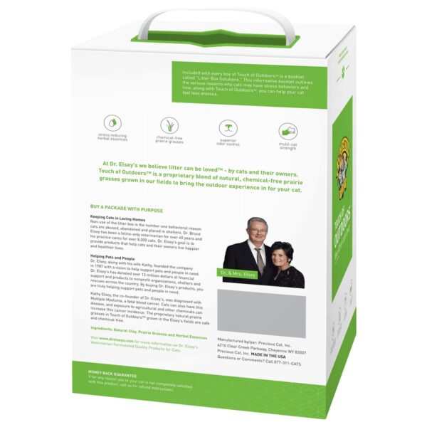 Dr. Elsey’s Touch of Outdoors Bentonite Cat Litter, Natural Chlorophyll for Odour Control, Dust-Free, Quick Absorption, Hard Clumping, Reduces Stress, Multi-Cat Friendly - 9.08 kg