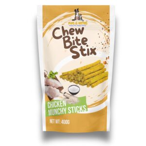 Chew Bite Stix by Pups & Kitties Premium munchy Sticks for Dog, Chicken Flavour, 400g