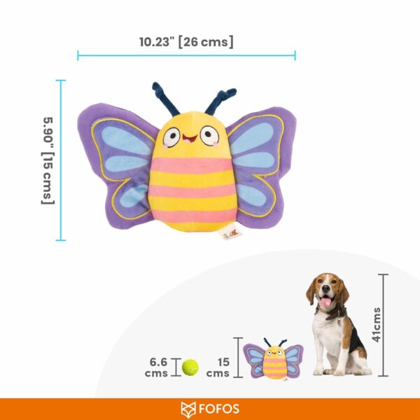 BarkButler x FOFOS Garden Butterfly Plush - Soft & Squeaky Toys for Dogs, Dog Toys for Small to Medium Dogs (0-20kgs) - Blue