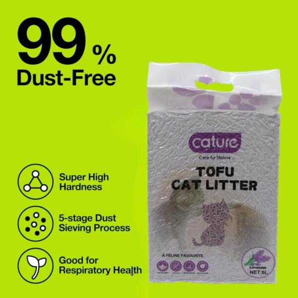 Cature Care by Nature Tofu Cat Litter Natural Flushable Clumping Litter Plant Based Biodegradable Ultra Odour Control 99% Dust Free Low Tracking Cat Litter (Lavender, 6L)
