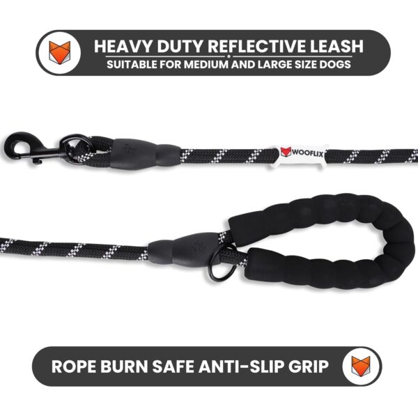 711YVWlPZPL._SL1500_.jpg WOOFLIX Reflective Dog Leash And Collar Combo Set | Dog Collar & Anti Slip Padded Handle Leash For Dogs | Dog Rope For Medium & Large Dogs | (Leash 5 Feet + Collar Xl, Black)